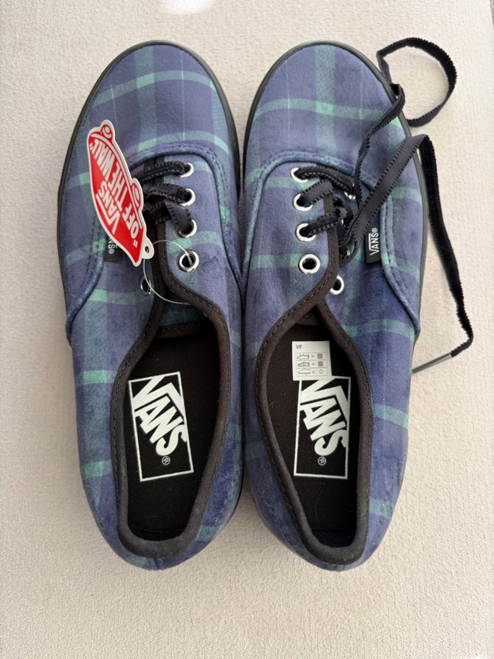 Vans Blue & Green Plaid Low-Top Sneakers